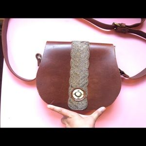 Handmade real calf leather crossbody bag